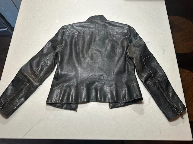 Chaqueta de moto Andrew Marc de cuero negra XS vintage para mujer Foto 2 de 4