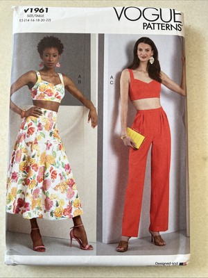 UNCUT  Vogue V1961 Misses Top, Skirt & Pants E5 (14-16-18-20-22) Sewing Pattern