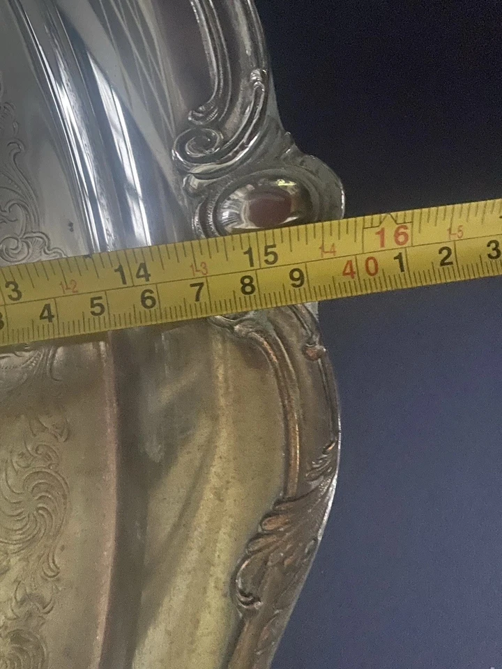 Bandeja para servir vintage HOLMES & EDWARDS plateada asas de mayordomo con patas 20x13 Foto 4 de 4