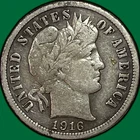 1916 Barber Dime Fine F Coin #39204