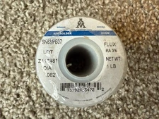 Aim Solder 63/37 Rosin Activated Wire Solder Flux RA 3% .062" 1 LB NEW