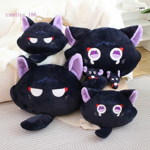 Scaramouche Cat Cushion, Cute Black Cat Plush Toy Game Peripheral Cartoon Pillow - Picture 2 of 18