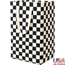 Collapsible Laundry Hamper Waterproof Cotton Basket W/ Leather Handle Storage US