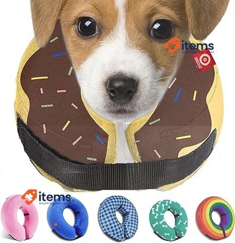 Ducomi Inflable Perro y Gatos Cuello Venda Para After Cirugía Marrón Donuts L