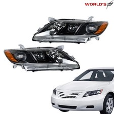 Pair Black Headlight For Toyota Camry 2007-2009 Headlamp Driver Passenger Side