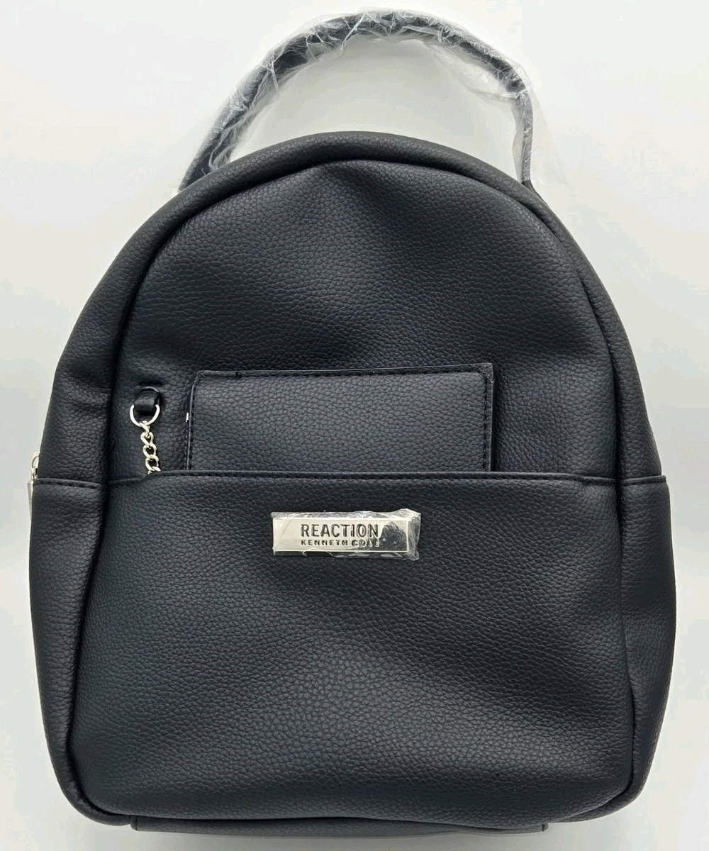 Kenneth Cole Reaction Mini Backpack Black Pebbled Faux Leather Gold Hardware Kenneth Cole Reaction Small Backpacks for Women for sale | eBay main image 3