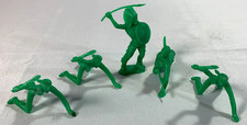 Tim-Mee Native American Indian Figures Green Plastic 70mm 1950s 1960s Lot 5