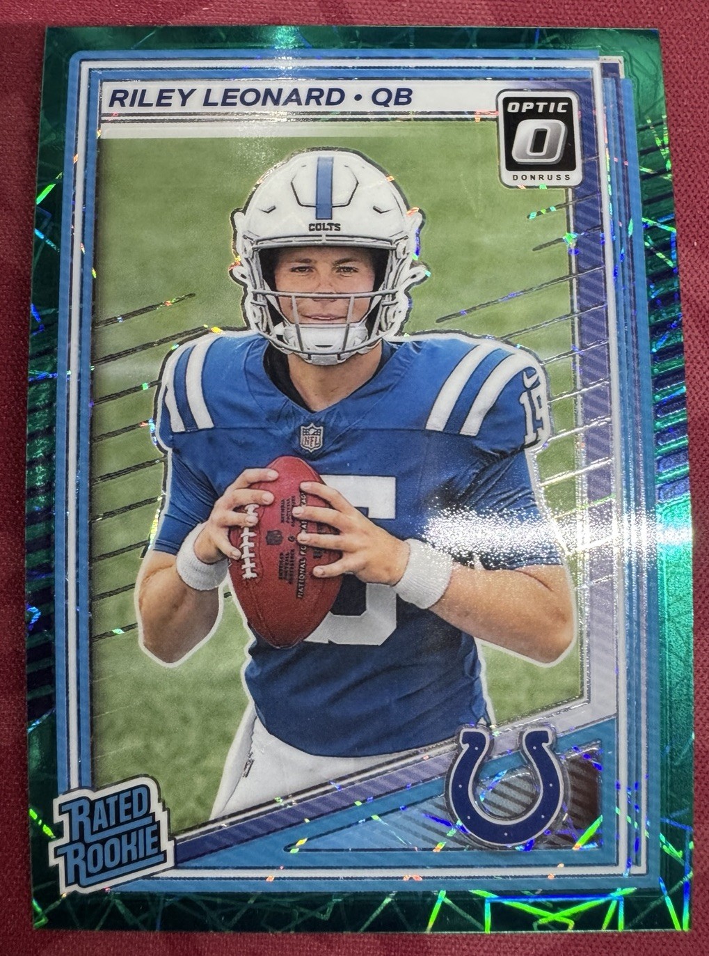 RILEY LEONARD Rookie 2025 Donruss Optic Teal Velocity Prizm Colts RC #255
