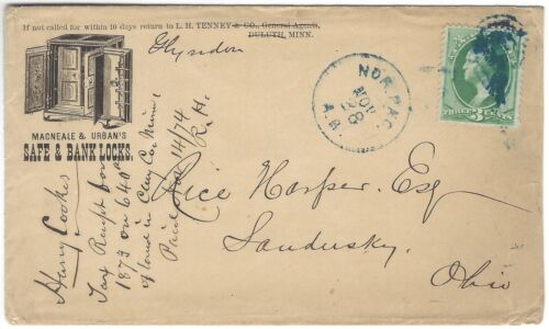 RPO Railroad 1874 Northern Pacific RR Dakota Territory & Minnesota route agent