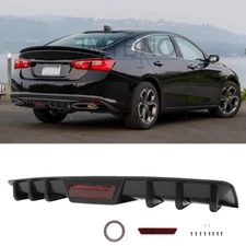For Chevrolet Malibu Rear Bumper Diffuser Shark Fins Splitter Lip Spoiler Black