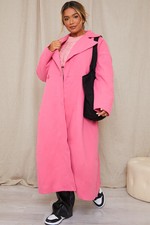 Womens Coat Pink Maxi Coat Oversized | In The Style