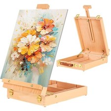 Tabletop Easel for Painting Adjustable Wooden Sketchbox Desktop Easel Portabl...