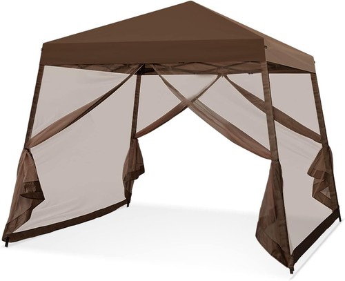 EAGLE PEAK 10x10 Slant Leg Easy Setup Pop Up Canopy Tent with Mosquito Netting - Picture 31 of 45