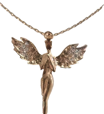 GORGEOUS ITALINA 18K ROSE GOLD PLATED GENUINE AUSTRIAN CRYSTAL ANGEL NECKLACE 