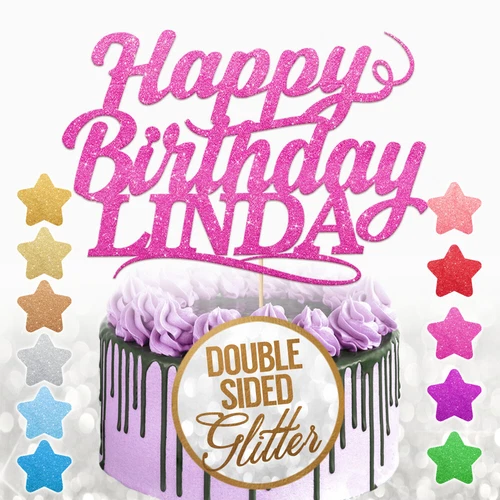 Custom Happy Birthday Cake Topper ANY NAME PERSONALISED Birthday Decorations