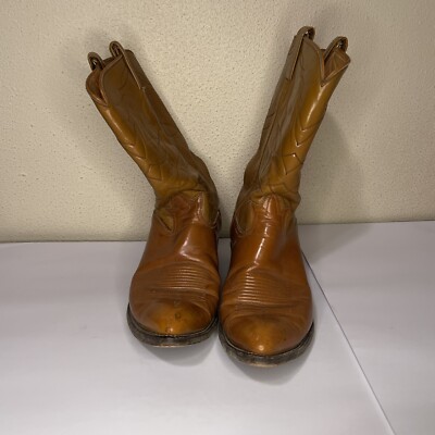 VTG TONY LAMA Boots Pointy Toe Brown Cognac Vintage 6 B‎ VTG TONY LAMA #5084 Leather Cowboy Western Boots Cognac  main image 2