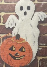 Mary Maxim Ghost Pumpkin Halloween Fall Plastic Canvas Cross Stitch Kit 47069