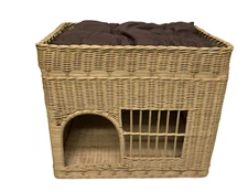 Rattan Weave KING QUEEN PALACE Dog Cat Bed Pets Nest Doll House Cushion Basket