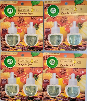 Air Wick 2pk Pumpkin Spice Scented Oil Refill Limited Edition Total 8pc Fall Lot