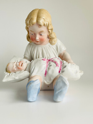 Selten Biskuit Figur Piano Baby Heubach? Big Brother Großer Bruder Geschwister .