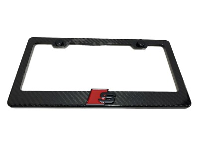 1x*S Sport LOGO* 3D Emblem Real 3K TwillWeave CARBON FIBER License Plate Frame B