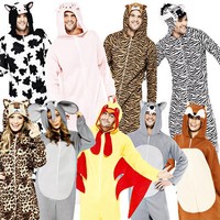 Adult Animal Onesie Fancy Dress Mens Ladies Halloween Book Character Costume Adult Animal Onesie Fancy Dress Mens Ladies Halloween Book Character Costume