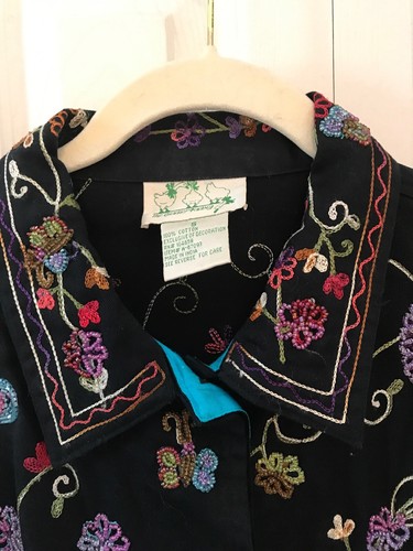 Quacker Factory Lt Wt Jacket Button Down Sequin Embroidered Embellish SzS New - Picture 2 of 11