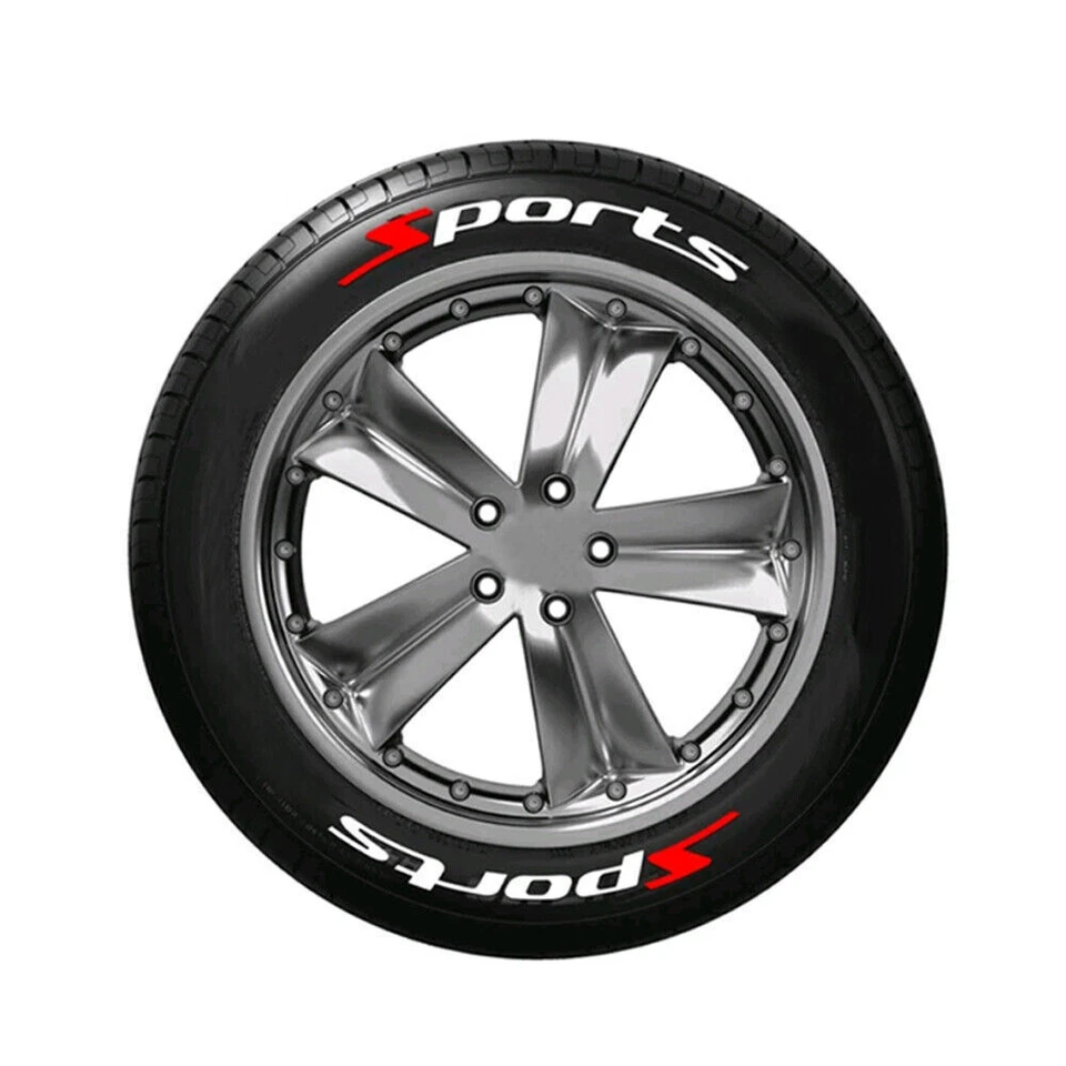 8pcs Sports Letters Car 3D Tire Wheel Sticker Waterproof PVC Decals Permanent - Image 3 of 4