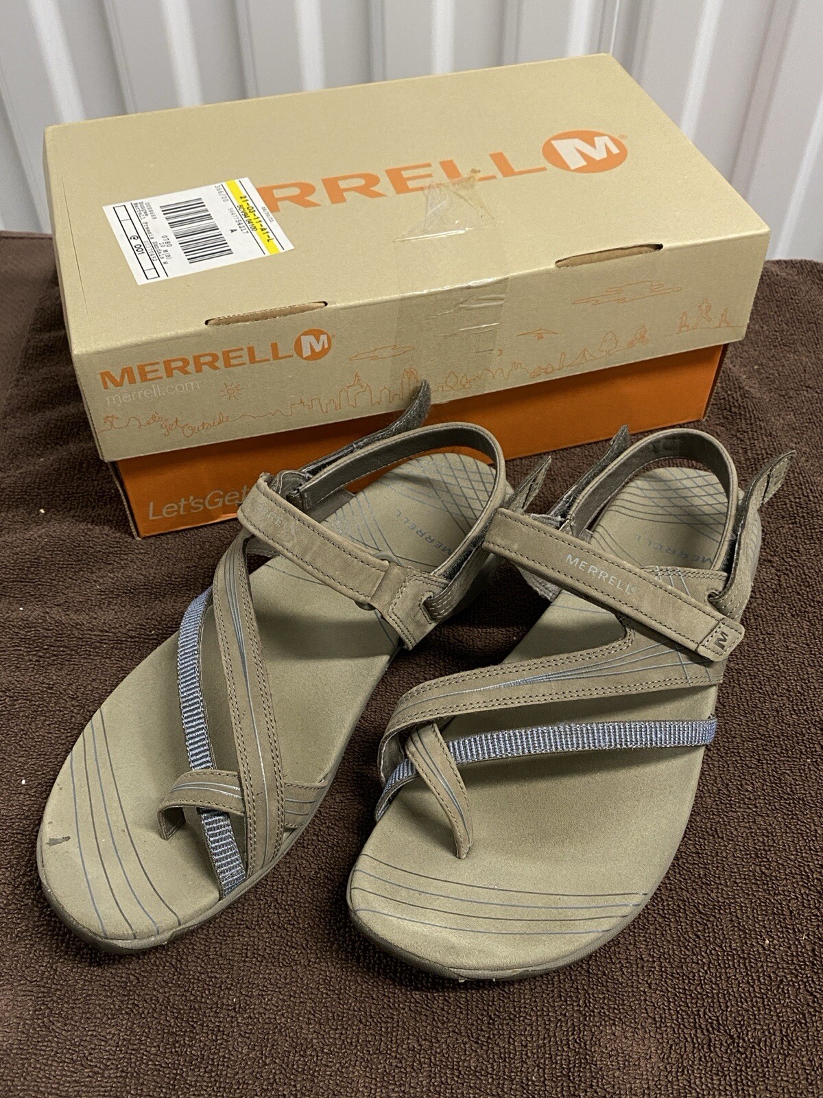 SANDALI DONNA IMMACOLATI MERRELL FRESIA BUNGEE TAUPE CON CINTURINO MISURA 10M 41 IN SCATOLA