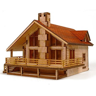 Desktop Wooden Model Kit Garden House A with a large deck by YOUNGMODELER