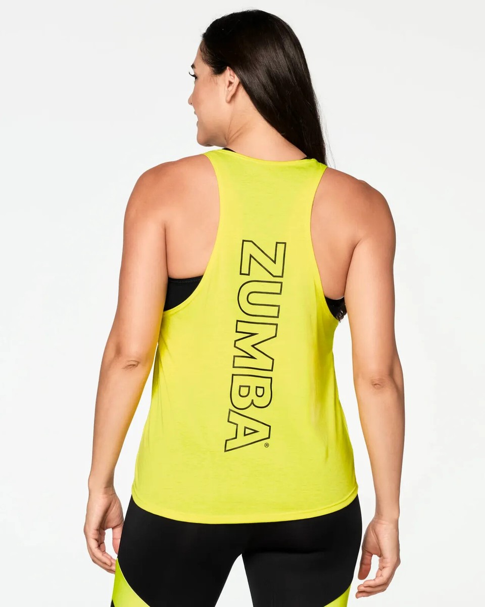 ★国内発送★ ズンバ Zumba Out Loud Loose Muscle Tank Lemon Zumba All Day Loose Tank - XS M L XL ~ Caution Yellow ~Free