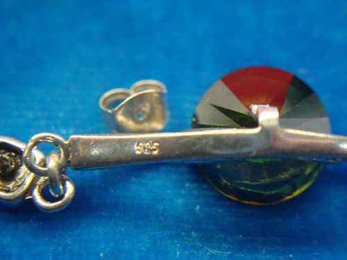 PRETTY STERLING SILVER DANGLE EARRINGS WITH SIM. PERIDOT - NICE - Picture 5 of 5