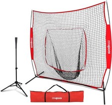 7'x7' Baseball Softball Hitting Net  Tee Combo for Batting Training w/Carry Bag