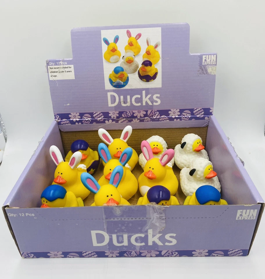 12 Easter Rubber Ducks 2" x 2" Bunny Sheep Egg Ducks - Image 2 of 4