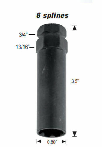 1 New Socket Key For 6 Spline Tuner 12x1.5 12x1.25 Lug Nut Lock Tool Replacement