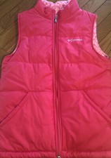 Columbia Reversible Pink Insulated Vest Jacket Front Zip Girl's Large XY0047