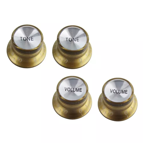 4* Gold Guitar Bell Knobs Volume Tone 24-Fine-Splines Imperial for USA Gibson LP