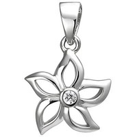 AnhäNger Blume Aus 925 Silber Mit WeißEm Zirkonia Halsschmuck SilberanhäNger