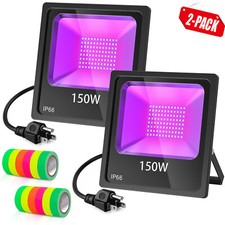 2-Pack 150W UV LED Black Light Floodlight Waterproof Party Stage Light Halloween