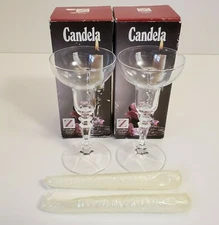 Zwiesel Candela Genuine Lead Crystal Candle Holders Wine-Glass Shaped Lot