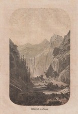 Wodospad w Taurus Taurusgebirge Toros Dağları DRZEWORYT z 1861 roku