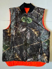 WFS ELEMENT GEAR - Men's Camo Blaze Orange Reversible Hunting Vest - Size Large