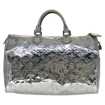 LOUIS VUITTON Monogram Miroir Speedy 35 Hand Bag Silver