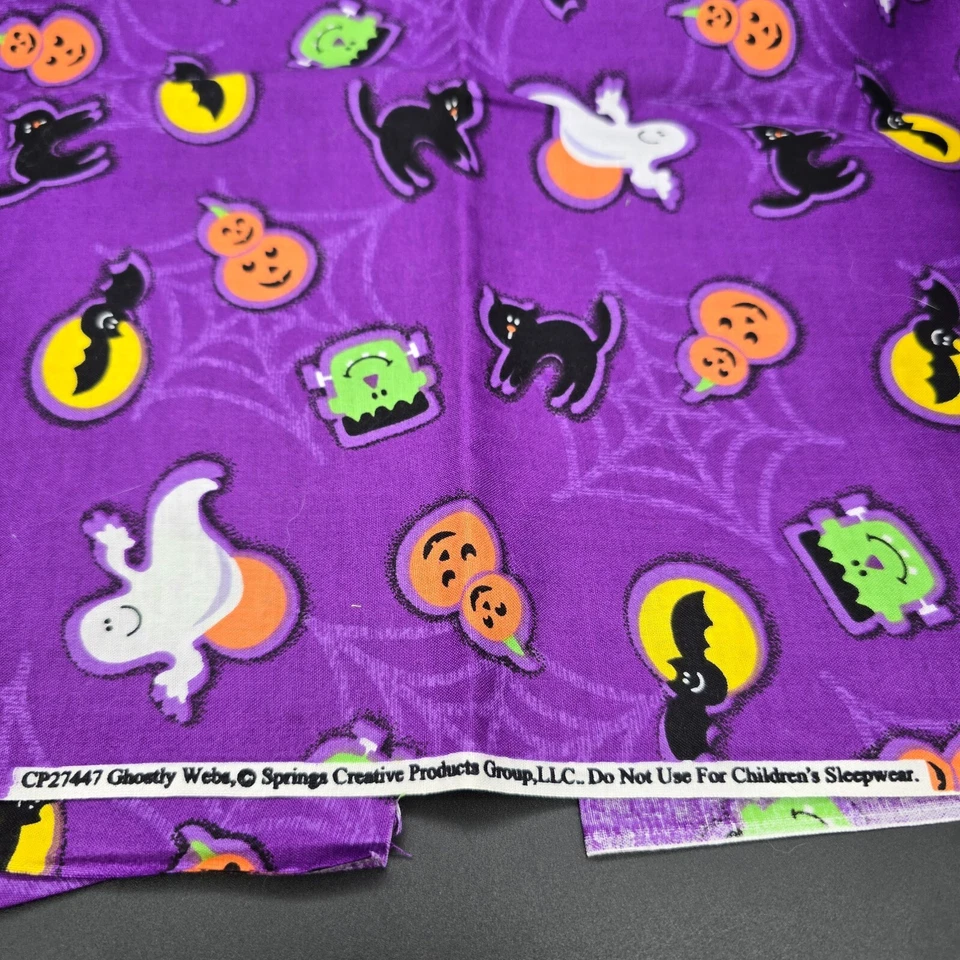 Ghostly Webs Springs Creative Halloween Fabric Sewing Quilting Purple .75 Yards - Image 3 of 4