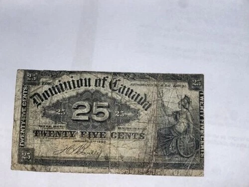 Canada 1900 25 Cent Shinplaster Free Shipping | Cut Error / rare - Image 3 of 4