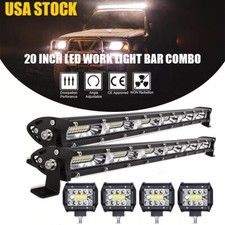 2x 20 1200w Led Light Bar Spot Flood Combo Light 4x4 Pods Truck Suv Offroad