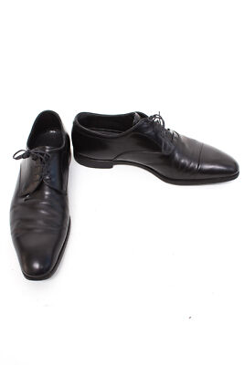 PRADA Herren Schuhe  Gr. EU 39 UK 5,5 Schnürschuhe Schwarz Shoes Leder