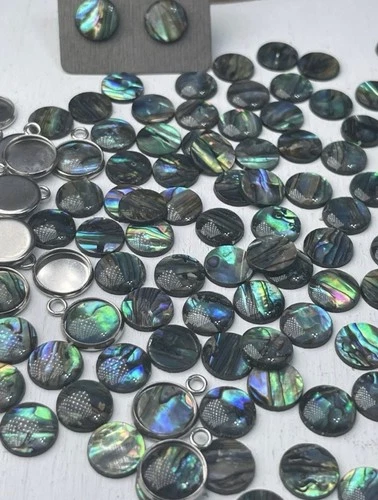 Real Paua Abalone Shell Cabochons, Bezels Earrings & more DIY JEWELRY MAKING Kit image 5