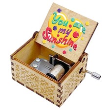 You are My Sunshine Music Box, Wood Hand Crank Laser Engraved Vintage Crafts ...