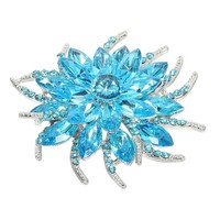 Strass Blume Brosche Pin Vintage Strass Blumen Anstecknadel See Blau